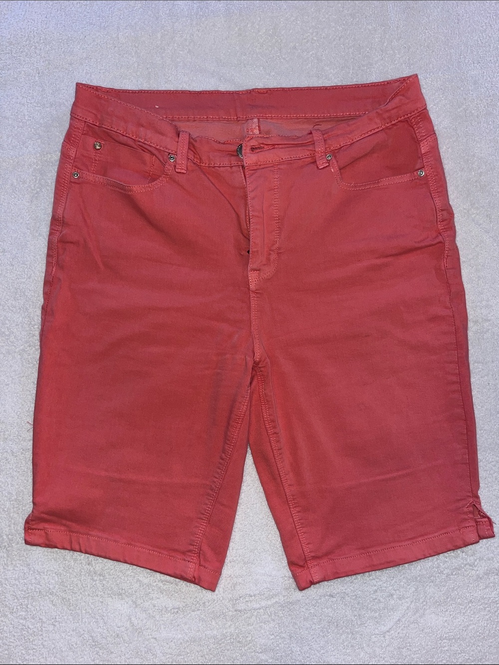 Men's Flat Front Red Cotton-Blend Shorts